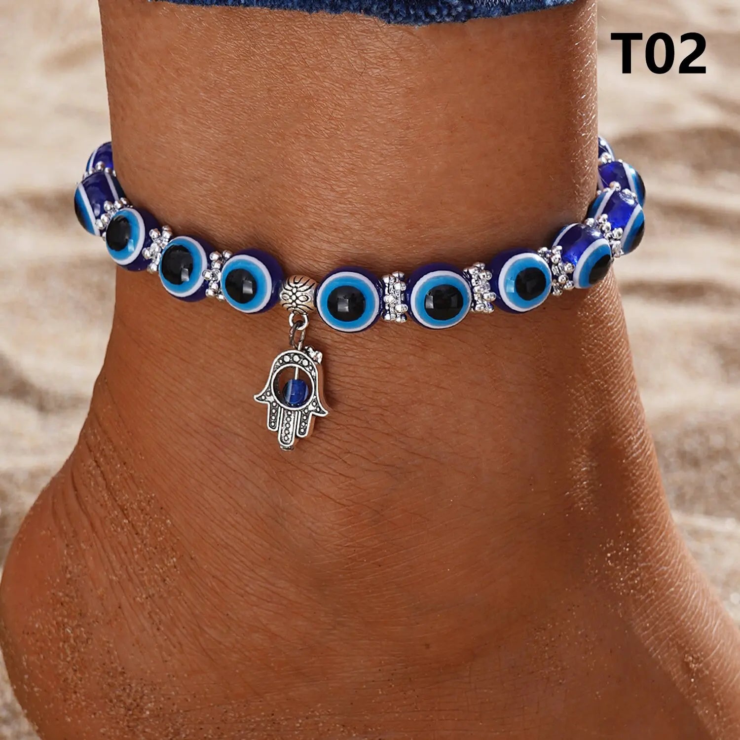 Classic Turkish Lucky Evil Eye Anklets For Women Blue Evil Eye Palm Butterfly