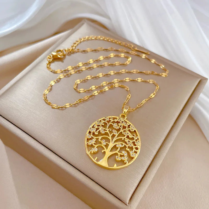 Temperamental Luxury Rhinestone Tree of Life Pendant Necklace