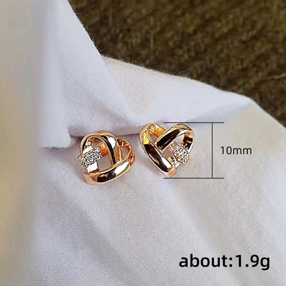 Eternity Love Earrings Ear Stud Piercing Silver Color/Gold Color Fashion Heart Earrings for Women