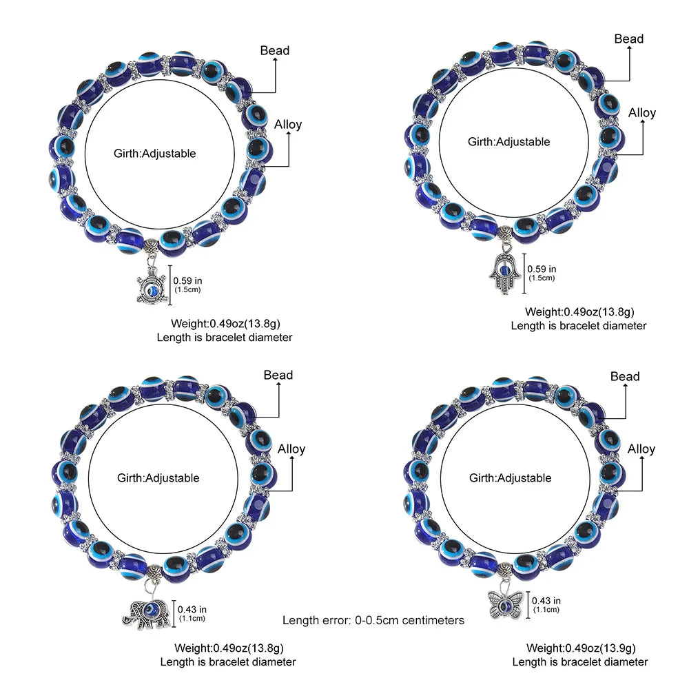 Classic Turkish Lucky Evil Eye Anklets For Women Blue Evil Eye Palm Butterfly