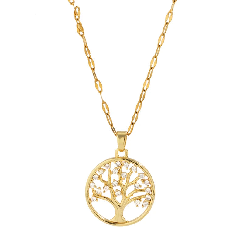 Temperamental Luxury Rhinestone Tree of Life Pendant Necklace