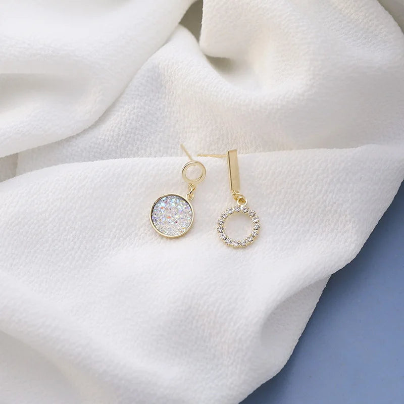 Korean Style Black Zircon Stud Earring For Women Shiny Rhinestone Square Geometric Earrings