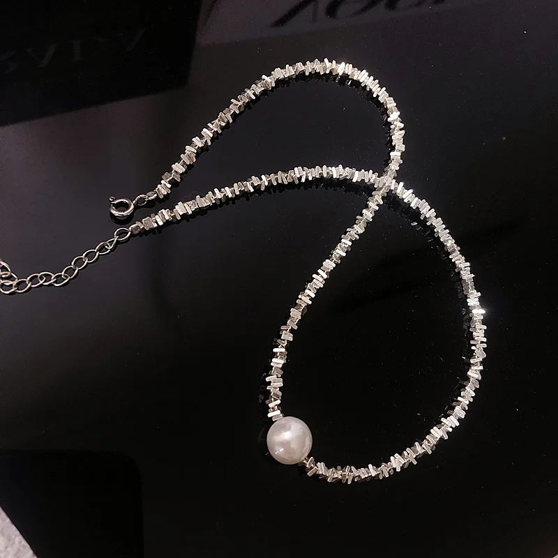 Popular 925 Sterling Silver Fashion Round Pearl Necklace