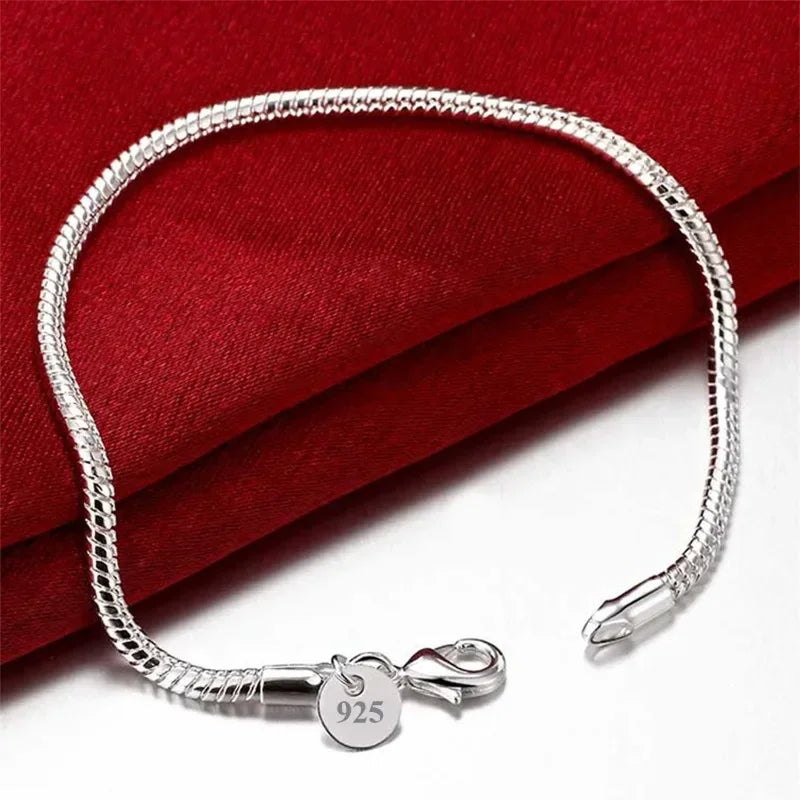 925 Sterling Silver Double Layered Heart-shaped Bracelet - Vintage Korean Crystal Bracelets