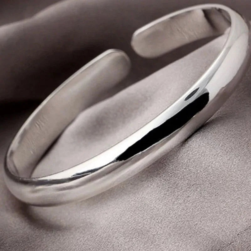 925 Sterling Silver Cuff Polishing Retro Bracelet Bangles